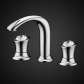 Juno Widespread Chrome Basin Faucet With Diamond Handles