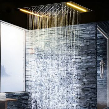 Ceiling Mounted Electric LED Chrome Rainfall Bathroom Shower