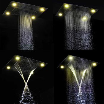 31" Stainless steel Chrome Brushed Waterfall Rainfall LED Shower Head