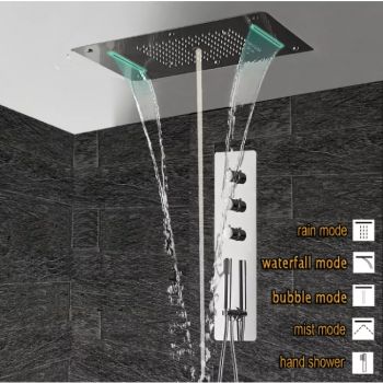 2021 Super Luxury 5 Function Recessed Ceiling Mount LED Large Shower Set