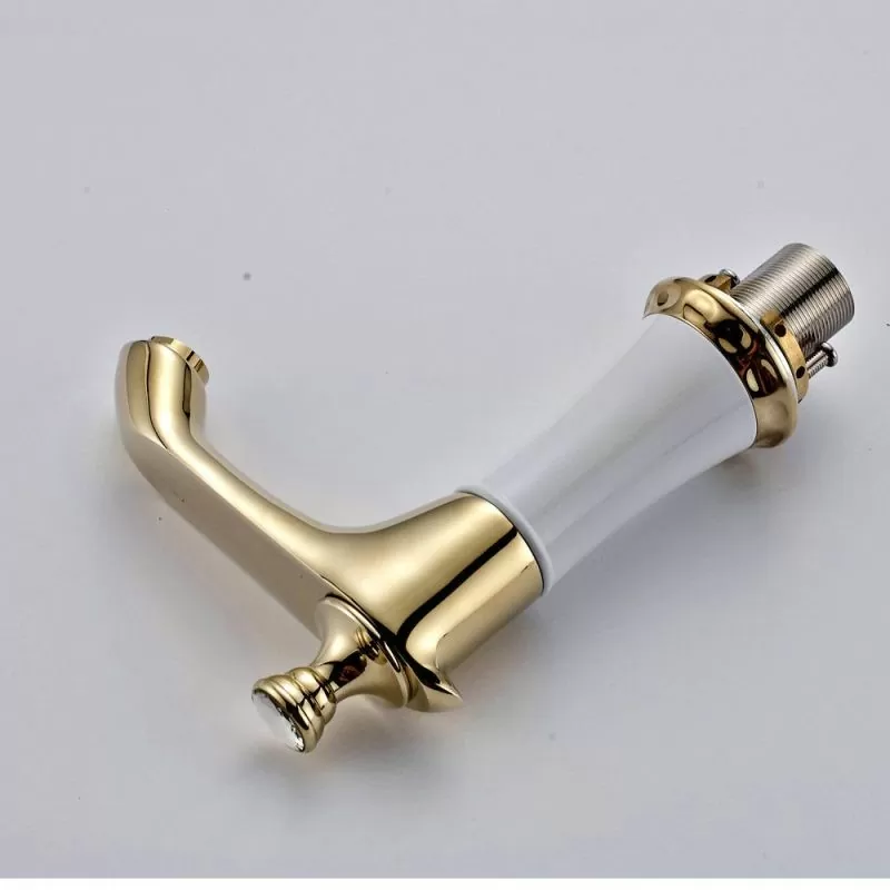 Sorrento Bathroom Sink Faucet In Polished Gold / White Paint