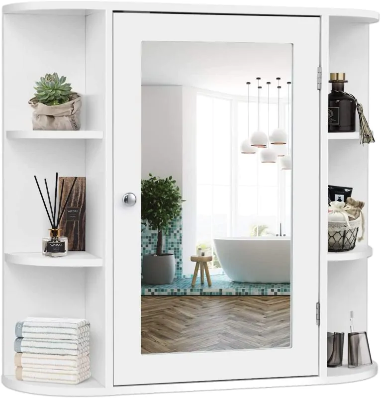 4 Tier Large Bathroom Medicine Cabinet With Mirror