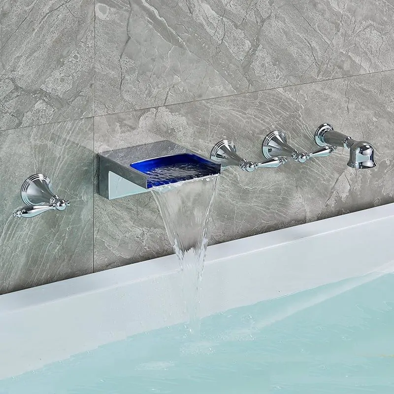 Bathroom Bathtub Bath tub LED Waterfall Faucet with Handshower