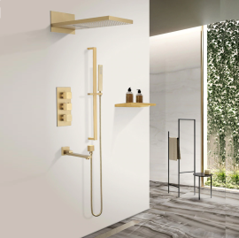 brushed gold shower head wall mount