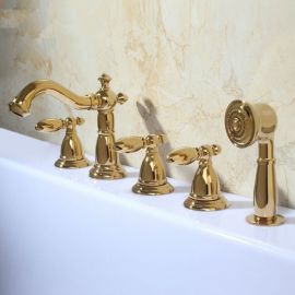 5 sets Roman Gold Widespread Bathtub Faucet 
