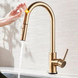 Juno 3 Function Brushed Gold Touch Control Kitchen Faucet
