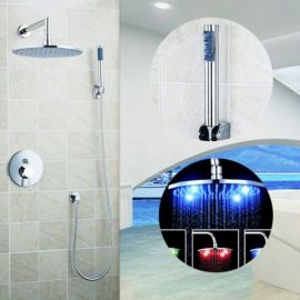 Juno Wall Mount LED Shower Head Set LED Spout with LED Wall Mount Faucet
