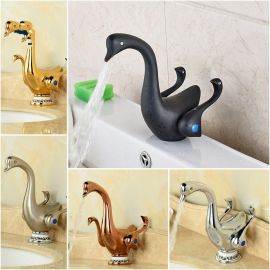 Attractive Duck Style Dual Handle Deck Mounted Bathroom Mixer Faucet