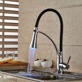 Attractive Pull Down Chrome Finish Single Handle Kitchen Faucet