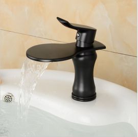 Oil Rubbed Bronze Single Handle Waterfall Bathroom Basin Sink Faucet
