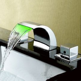 Chrome Finish Color Changing LED Bathtub faucet 