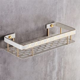 Juno Aluminum Bathroom Shelf White & Gold Rack Holder Storage Organizer