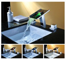 Bathroom Sink Faucet Classic Design Waterfall Square Glass Kitchen Bathroom Vanity Vessel Sink