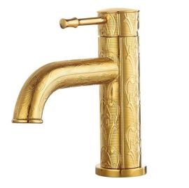Beautiful Stylish PVD Gold Single Handle Deck Install Bathroom Faucet