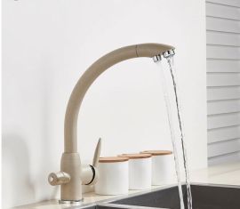 Juno New Dotted Finish Water Purifing Dual Handle Deck Mount Kitchen Sink Faucet