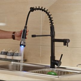 Black Oil-Rubbed Bronze LED 360-Degree Rotation Swivel Kitchen Faucet