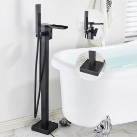 Juno Pedestal Waterfall Tub Filler Bathtub Faucet Shower Set with 2 Function Hand Shower Faucet