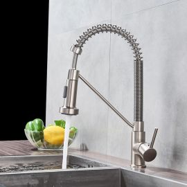  Pull Out Spring Single Handle Kitchen Sink Faucet