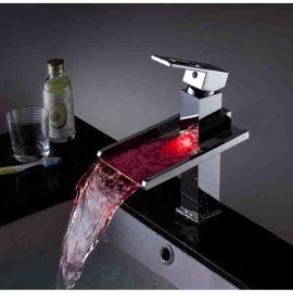 Chrome Plated Faucet LED Tap LED Faucet Bathroom Mixer Waterfall Basin Tap
