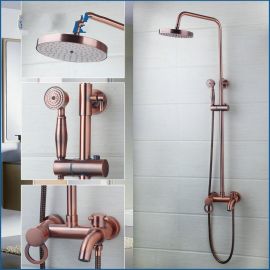 Classic Round Rose Gold Wall Mount Single Handle Shower with Hand Held Shower 