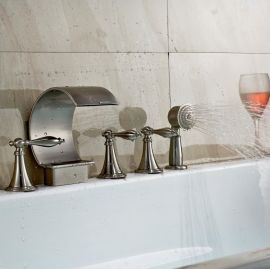 Deck Mount Bathtub Faucet with Handheld Shower Head