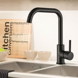 Matte Black 360 rotatable single handle kitchen sink faucet