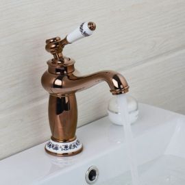 Rose Gold Finish Bathroom Basin Sink Faucet