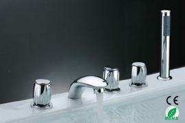 Triple Handle Chrome Finished Romen Tub Faucet with Handheld Shower