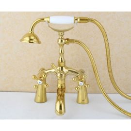 Luxury Gold Finish Claw Foot Tub Faucet with Handheld Shower