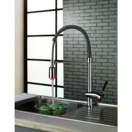 LED Water Powered Single Handle Pull Down Kitchen Sink Faucets