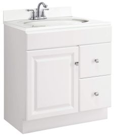 Juno White Semi-Gloss Vanity Cabinet With 1-Door and 2-Drawers Without The Top Sink