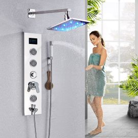 ESP 5 functions led rain shower head system with body jets & hand shower