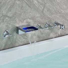 Juno Bathroom Bathtub LED Waterfall Faucet chrome finish