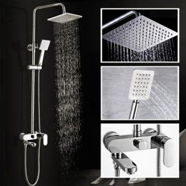 Juno Brass Square LED Shower Head with Brass Shower Faucet