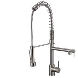 Juno Brushed Nickel Kitchen Faucet with Pull Out Sprayer & Dual Water Outlet