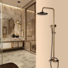 Brass shower head wall mount with hand shower