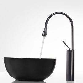 Juno Commercial Black Finish Deck Mounted Single Handle Counter Basin Sink Faucet