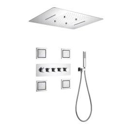 Juno Commercial Chrome Finish Ceiling Mounted Five Handle Bathroom Shower Set With Body Jets