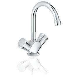 Juno Commercial Chrome Finish Deck Mounted Dual Handle Basin Faucet