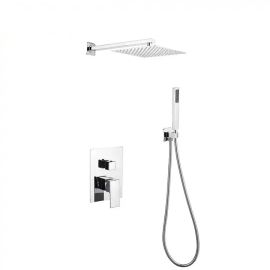 Juno Commercial Chrome Wall Mounted Single Handle Square Bathroom Shower Set