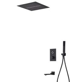Juno Commercial Matte Black Ceiling Mounted Single Handle Bathroom Rainfall Shower Set