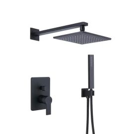 Juno Commercial Matte Black Wall Mounted Dual Handle Square Bathroom Shower Set