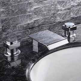 Juno Double Handle Chrome Waterfall Sink & Bathtub Faucet