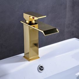 gold finish bathroom faucet deck mount single handle