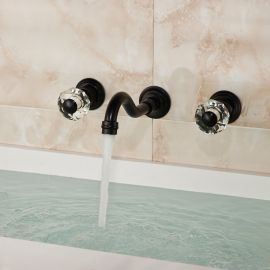 Juno Oil Rubbed Bronze Wall Mounted Double Crystal Handle Mixer Faucet
