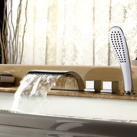Juno Roman Tub Waterfall Faucet with Handheld Shower