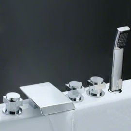 Juno Square Triple Handle Roman Tub Faucet