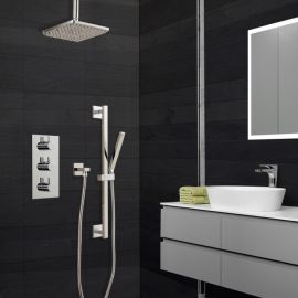 Juno Ultra Brushed Nickel Shower System with Square Rain Shower Head