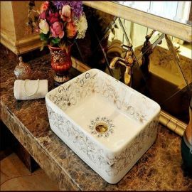 Las Vegas Porcelain Artistic Rectangular Counter-top Ceramic Bathroom Sink