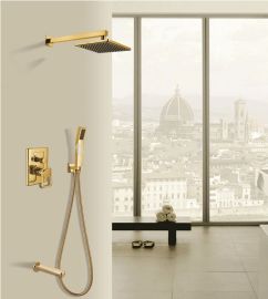 Luxury Wide Golden Rain Bathroom Shower with Arm Shower